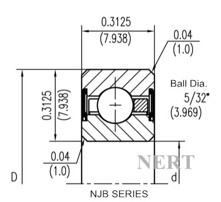 NJB(Φ7.938mm)薄壁密封深溝球軸承剖面